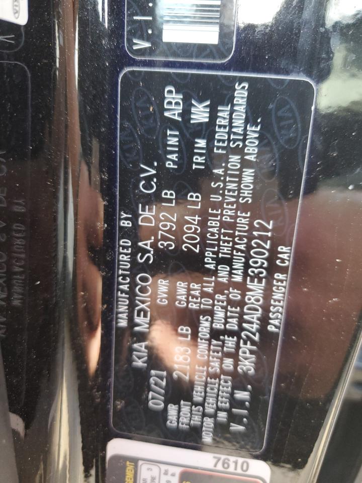 3kpf24ad8me390212 3KPF24AD8ME390212 2021 Kia Forte Fe