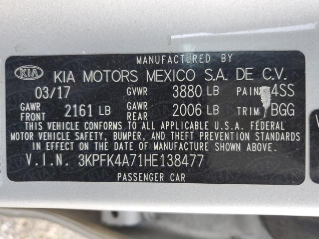 3KPFK4A71HE138477 | 2017 KIA FORTE LX