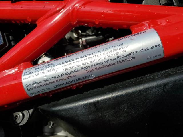 2010 DUCATI MONSTER 69 ZDM1RADN7AB028944