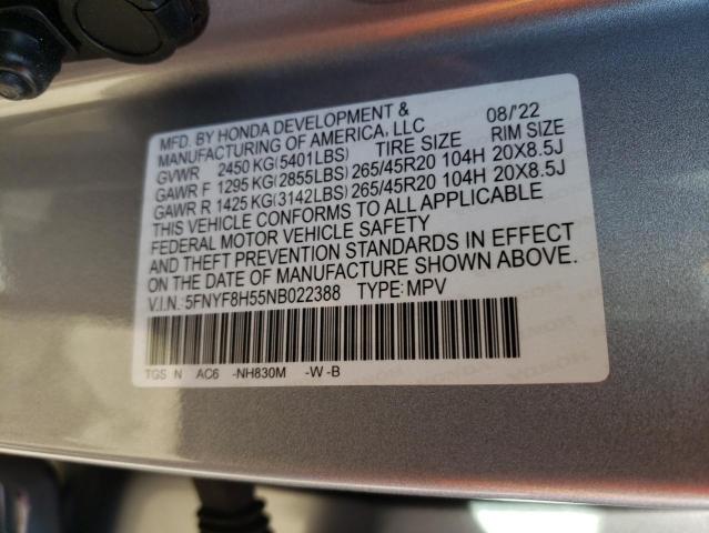 5FNYF8H55NB022388 | 2022 HONDA PASSPORT E