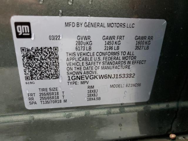 1GNEVGKW6NJ153332 | 2022 CHEVROLET TRAVERSE L