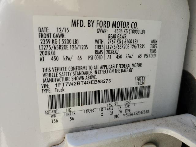 VIN 1FT7W2BT4GEB58273 2016 FORD F250 no.12