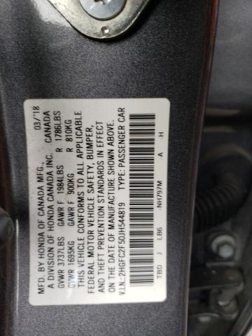 2HGFC2F50JH544819 | 2018 HONDA CIVIC LX