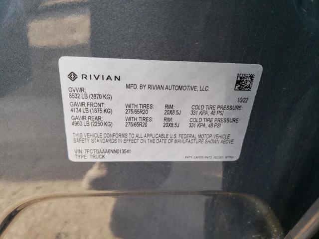 7FCTGAAA6NN013541 | 2022 RIVIAN R1T ADVENT