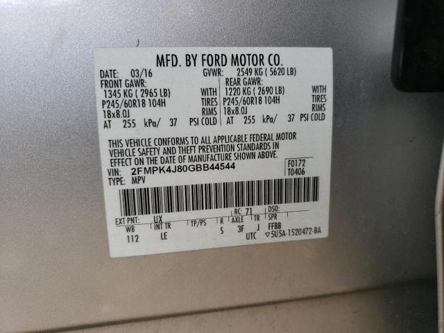 2FMPK4J80GBB44544 2016 FORD EDGE, photo no. 12