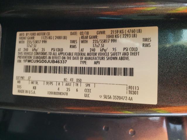 2018 FORD OTHER 1FMCU9GD0JUB46337