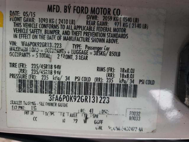 3FA6P0K92GR131223 | 2016 FORD FUSION TIT