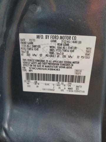 1FMCU9DG3CKB84383 2012 Ford Escape Xlt