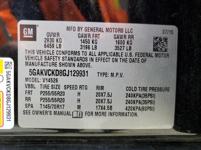 5GAKVCKD8GJ129931 | 2016 BUICK ENCLAVE