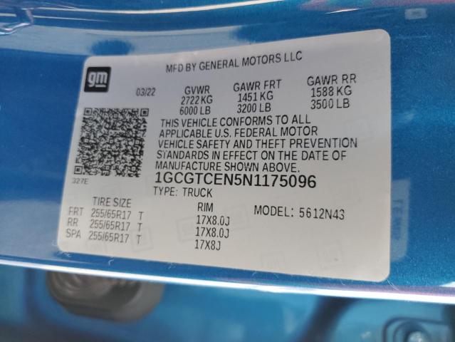 1GCGTCEN5N1175096 | 2022 CHEVROLET COLORADO L