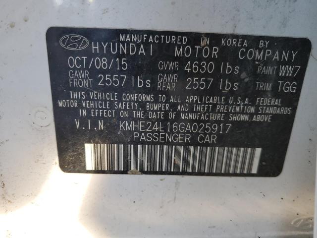 KMHE24L16GA025917 | 2016 HYUNDAI SONATA HYB