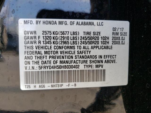 5FRYD4H50HB030402 | 2017 ACURA MDX TECHNO