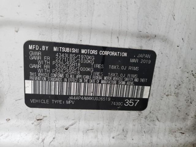 JA4AP4AW4KU026519 | 2019 MITSUBISHI OUTLANDER