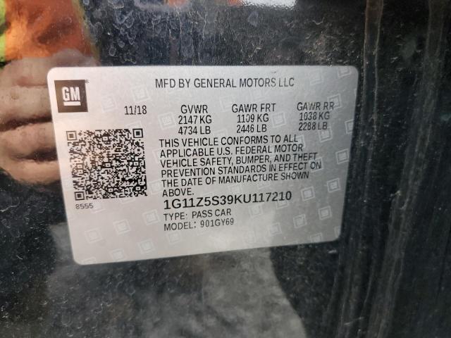 1G11Z5S39KU117210 | 2019 Chevrolet impala lt