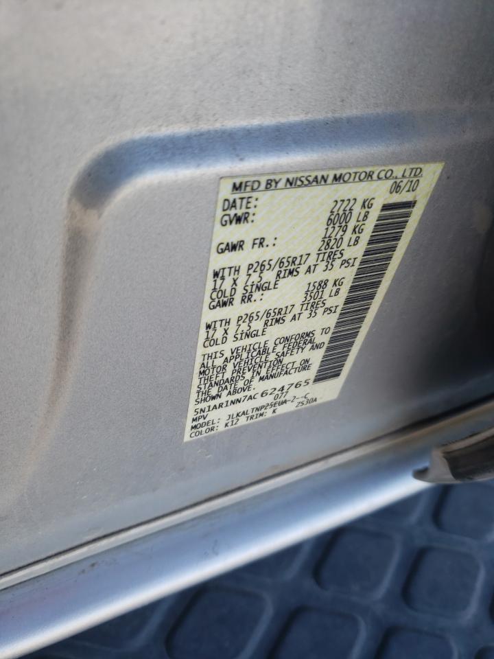 5n1ar1nn7ac624765 5N1AR1NN7AC624765 2010 Nissan Pathfinder S