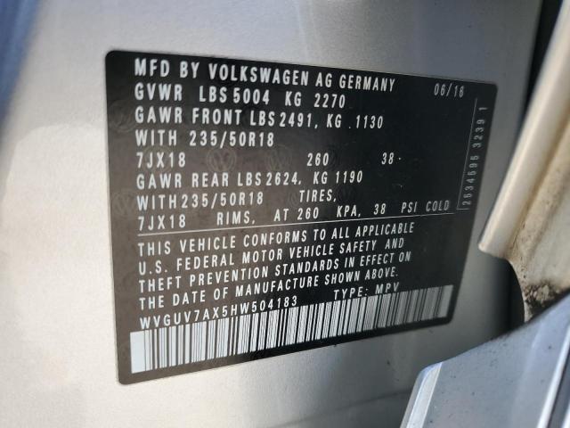 WVGUV7AX5HW504183 | 2017 VOLKSWAGEN TIGUAN SPO