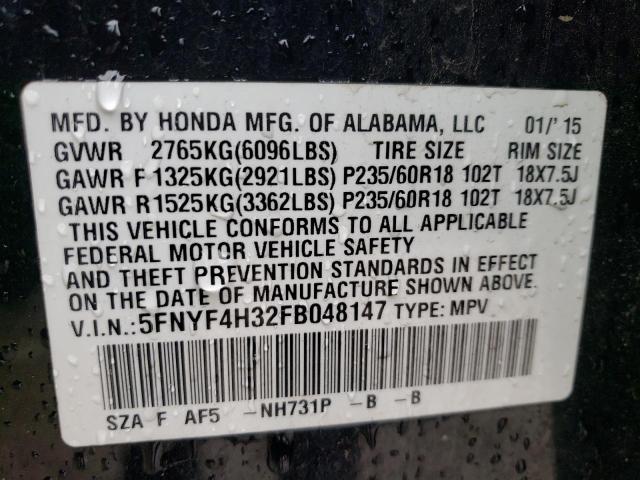 5FNYF4H32FB048147 | 2015 HONDA PILOT SE