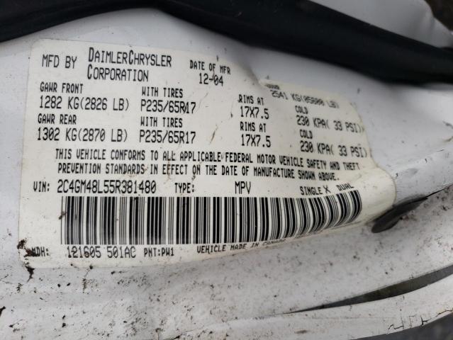 2005 Chrysler Pacifica VIN: 2C4GM48L55R381480 Lot: 82672483