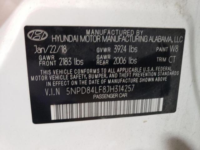 5NPD84LF8JH314257 | 2018 HYUNDAI ELANTRA