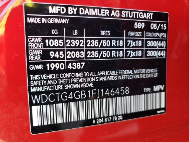 VIN WDCTG4GB1FJ146458 2015 Mercedes-Benz GLA-Class,... no.14