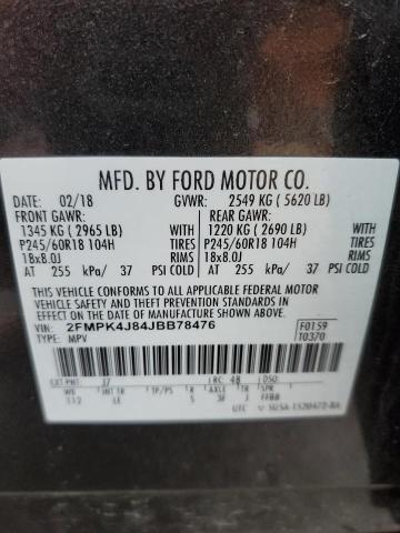 2FMPK4J84JBB78476 2018 FORD EDGE, photo no. 12