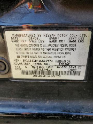 2005 Nissan Sentra 1.8 VIN: 3N1CB51D45L522973 Lot: 55505574