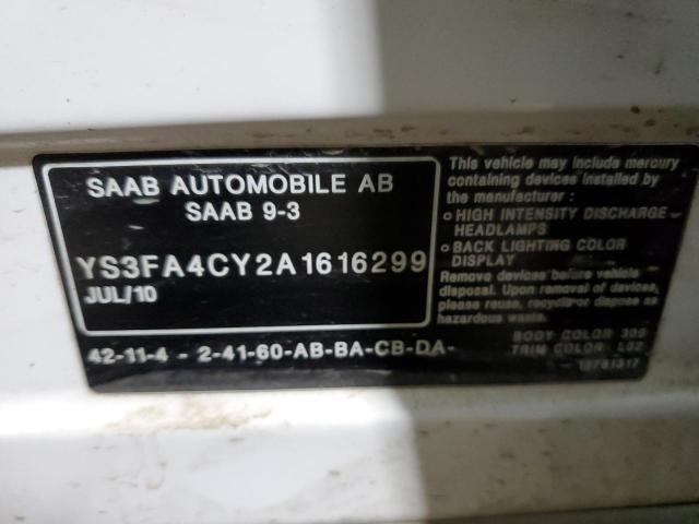 YS3FA4CY2A1616299 | 2010 Saab 9-3 2.0t