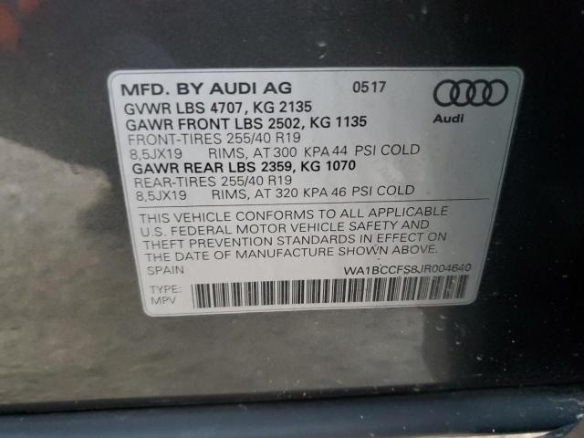 WA1BCCFS8JR004640 | 2018 AUDI Q3 PREMIUM