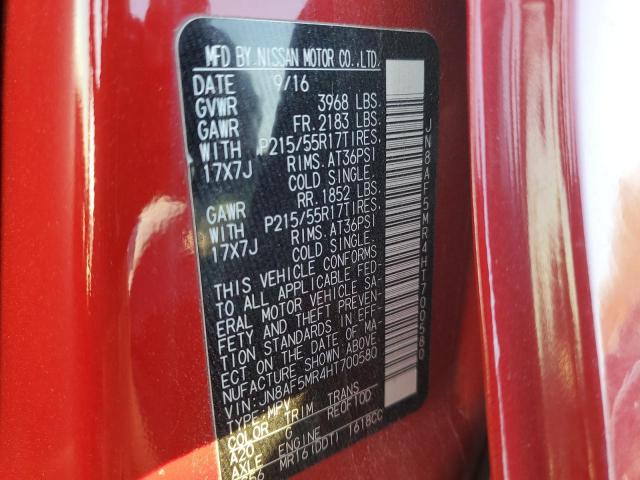 2017 NISSAN JUKE S - JN8AF5MR4HT700580