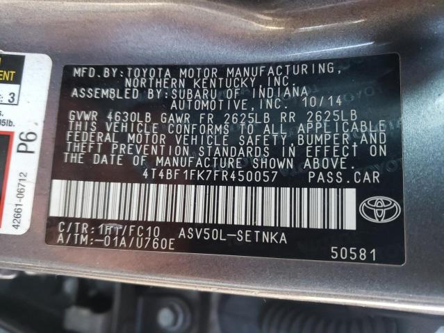 2015 Toyota Camry Le 2.5L(VIN: 4T4BF1FK7FR450057
