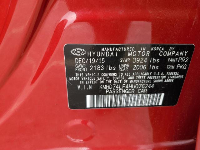 KMHD74LF4HU076244 | 2017 HYUNDAI ELANTRA SE