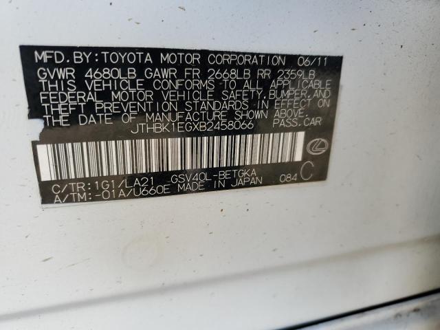 2011 Lexus Es 350 VIN: JTHBK1EGXB2458066 Lot: 79004243