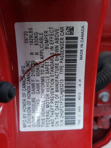 2HGFC1F37LH683213 | 2020 HONDA CIVIC EX