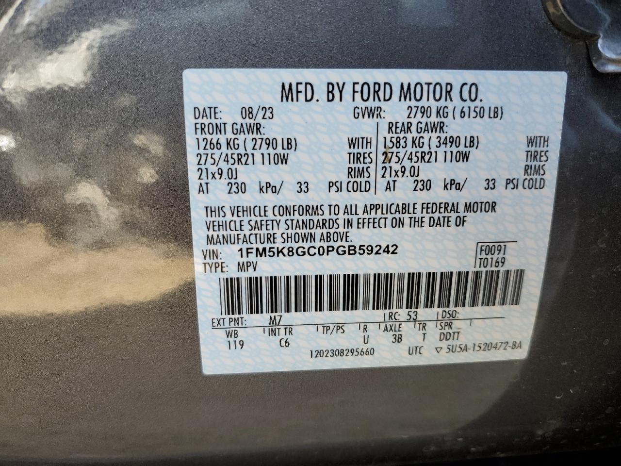 1FM5K8GC0PGB59242 2023 Ford Explorer St