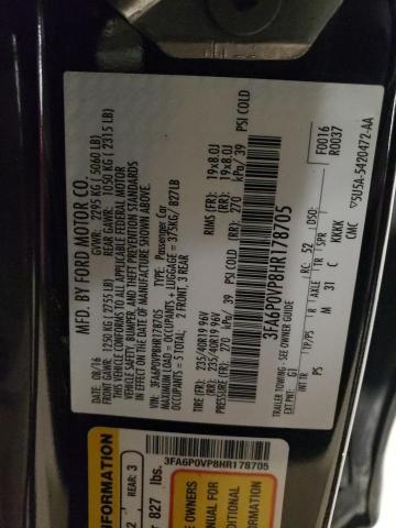 3FA6P0VP8HR178705 | 2017 FORD FUSION SPO