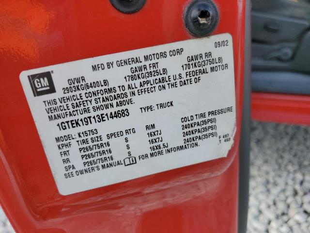 2003 GMC New Sierra K1500 VIN: 1GTEK19T13E144683 Lot: 80110783