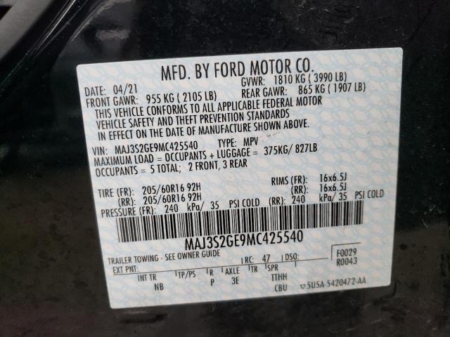 MAJ3S2GE9MC425540 | 2021 FORD ECOSPORT S