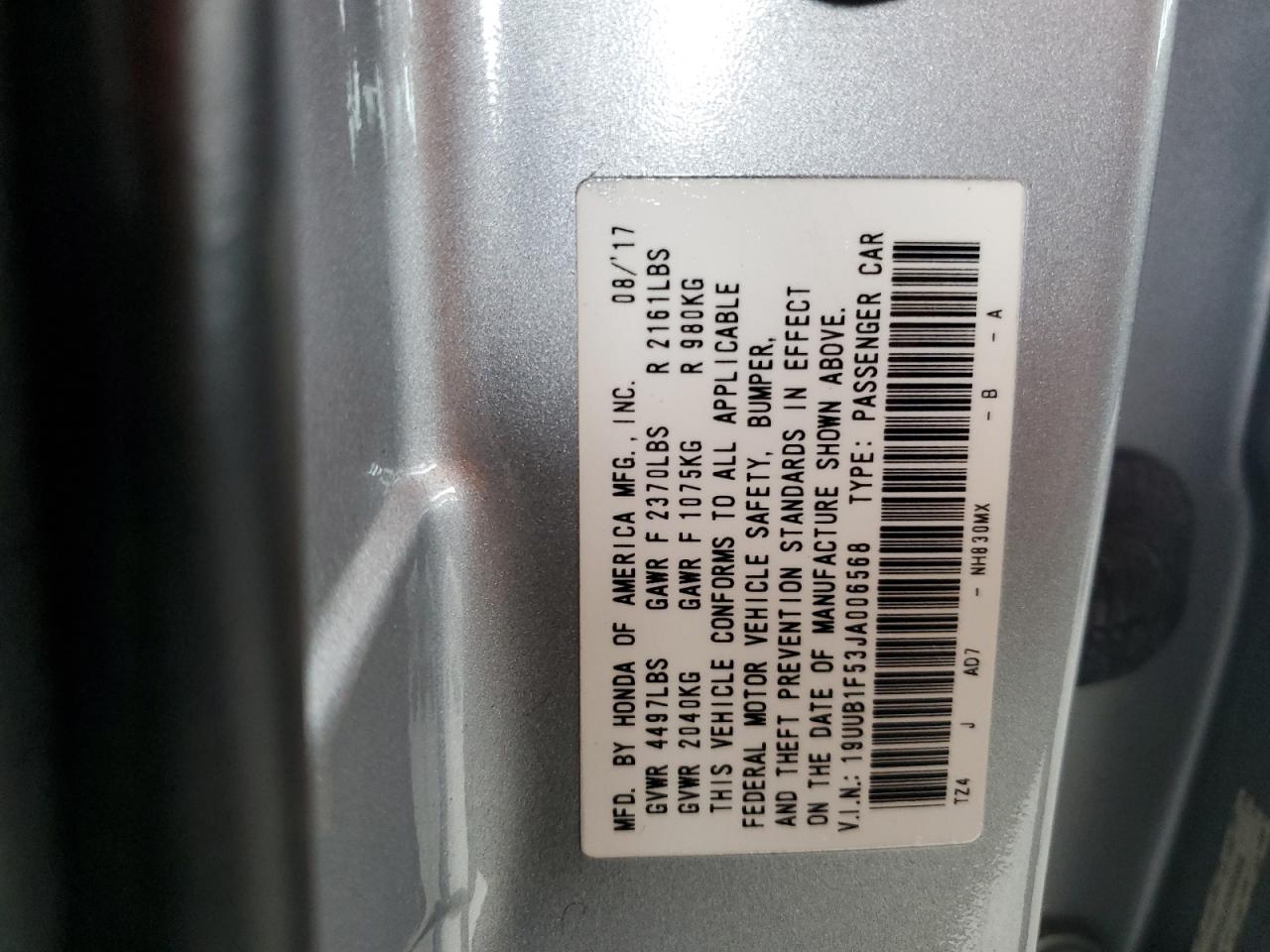 19UUB1F53JA006568 2018 Acura Tlx Tech