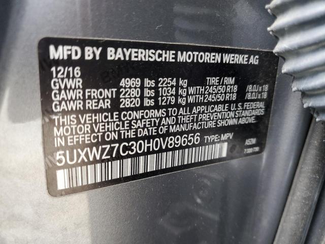 2017 BMW X3 SDRIVE2 5UXWZ7C30H0V89656