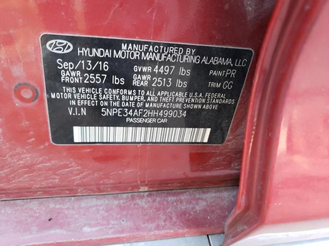 5NPE34AF2HH499034 | 2017 HYUNDAI SONATA SPO