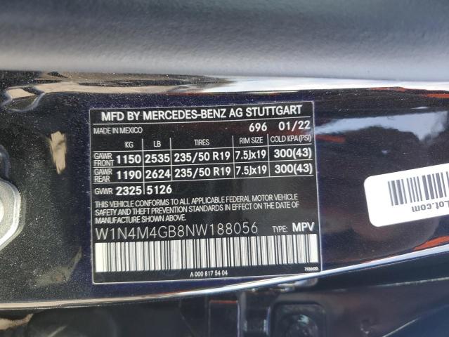 W1N4M4GB8NW188056 | 2022 MERCEDES-BENZ GLB 250