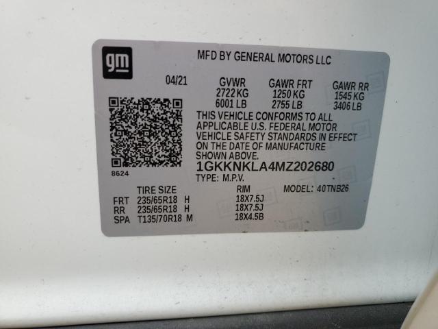 1GKKNKLA4MZ202680 | 2021 GMC ACADIA SLE