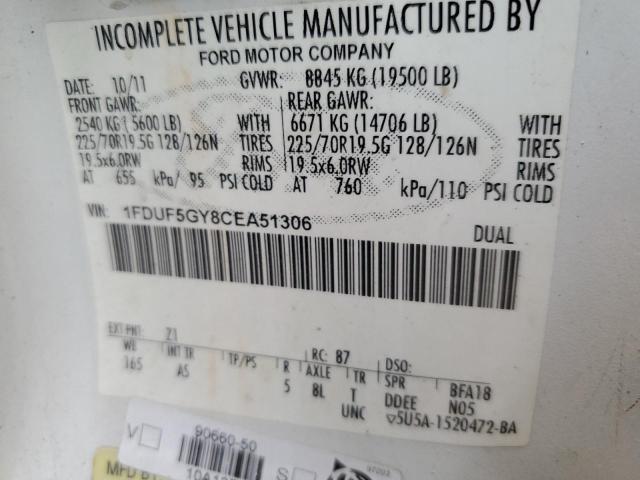 2012 Ford F550 Super Duty VIN: 1FDUF5GY8CEA51306 Lot: 80342263