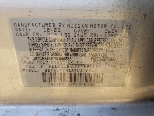 3N1CN8EV6ML846338 | 2021 Nissan versa sv