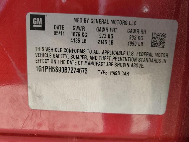 2011 Chevrolet Cruze Ltz VIN: 1G1PH5S90B7274673 Lot: 80398213