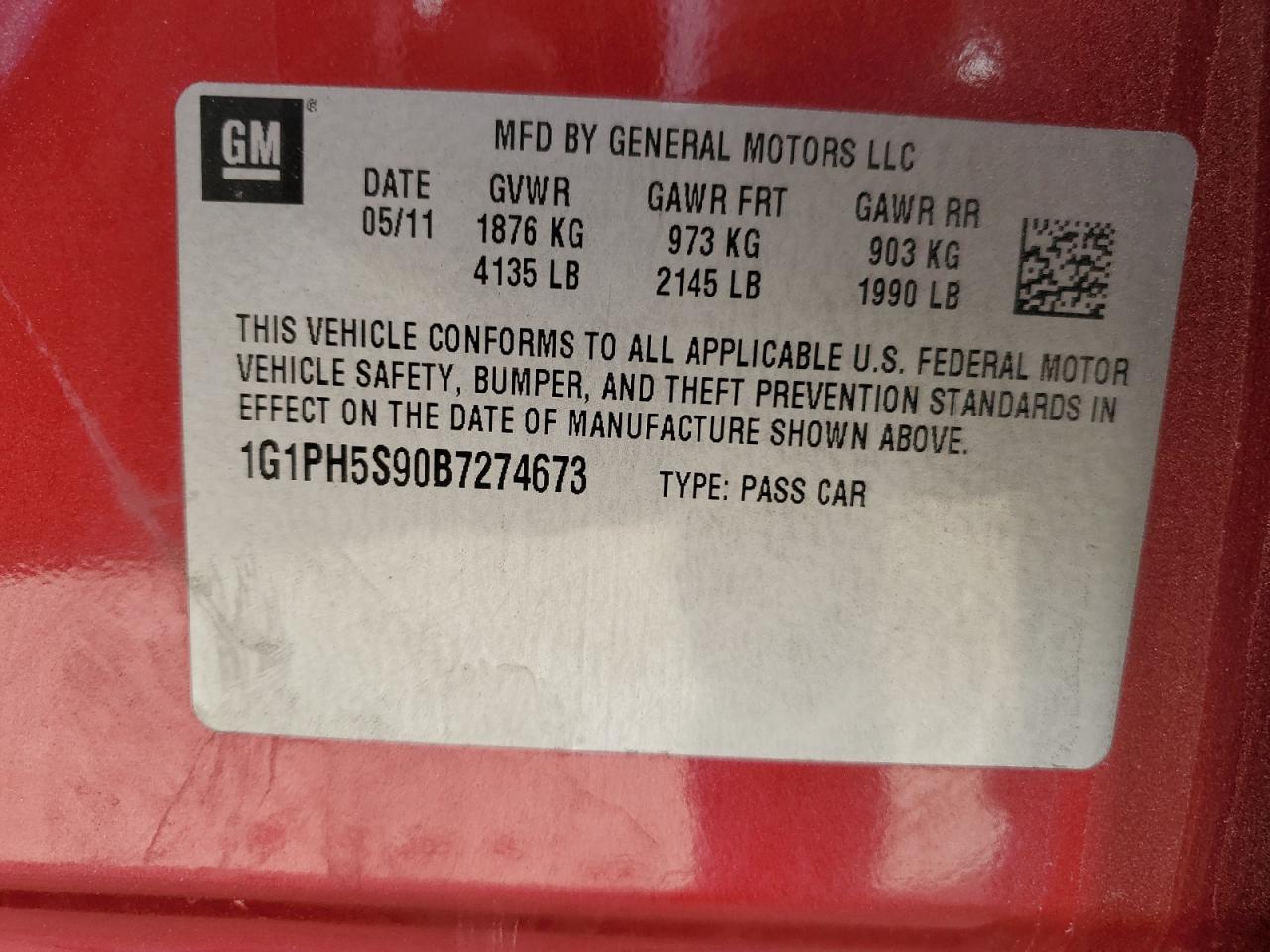 1G1PH5S90B7274673 2011 Chevrolet Cruze Ltz