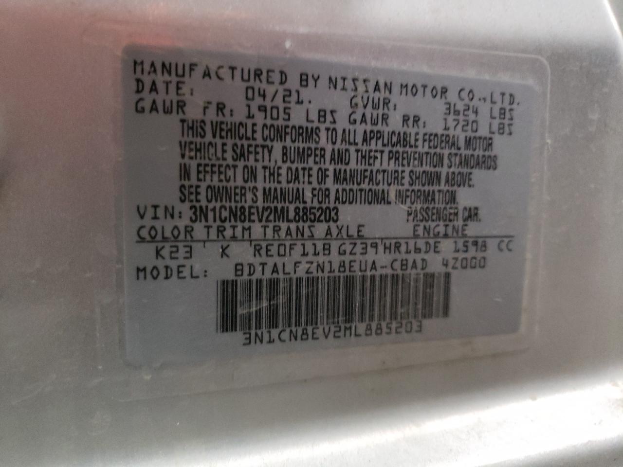 VIN: 3N1CN8EV2ML885203 2021 NISSAN VERSA