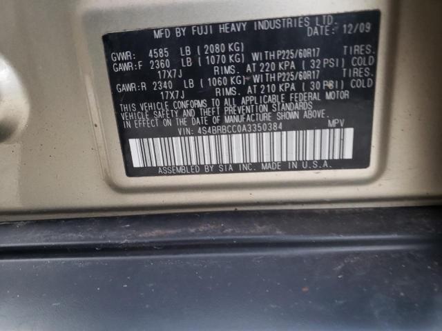 2010 Subaru Outback 2.5I Premium VIN: 4S4BRBCC0A3350384 Lot: 80794043