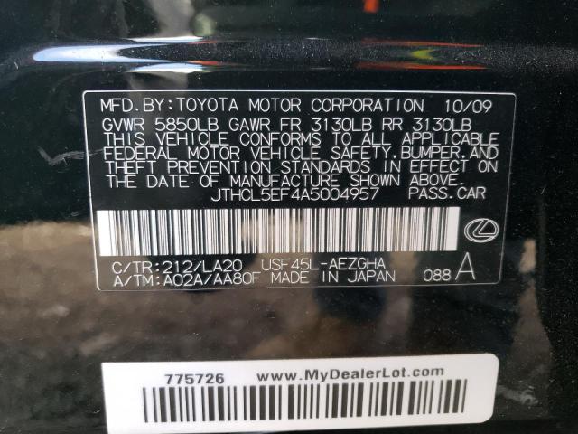 2010 Lexus Ls 460 VIN: JTHCL5EF4A5004957 Lot: 79722693