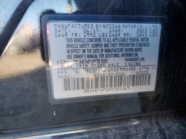 3N1AB7AP1HY351569 | 2017 NISSAN SENTRA S